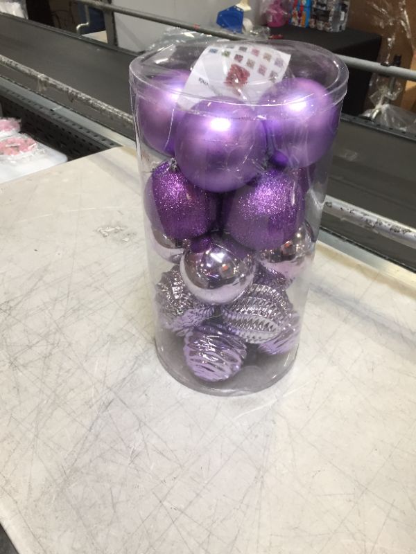 Photo 2 of XmasExp 20ct Christmas Balls Ornaments - Shatterproof Large Hanging Ball Decorative Xmas Balls for Holiday Wedding Party Xmas Tree Decoration(3.15"/80mm, Light Purple)
