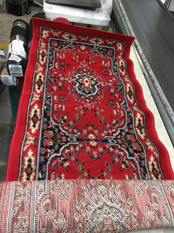 Photo 1 of Home Dynamix Premium Sakarya Traditional Medallion Border Area Rug, Claret, 1'9"x7'2" Runner
