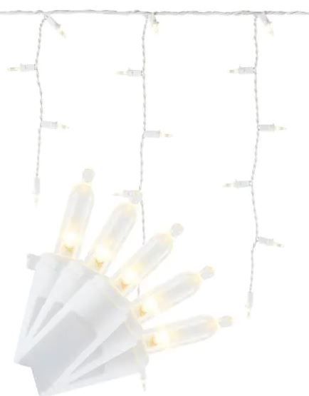 Photo 1 of 26.5 ft. 300-Light Warm White Mini Icicle LED Steady Lit Super Bright Lights
