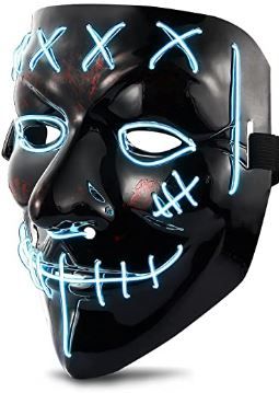 Photo 1 of Halloween Purge Mask Light Up - LED Scary Masks Cosplay Costumes for Boys Girls Men Women Adults (5 pack)

