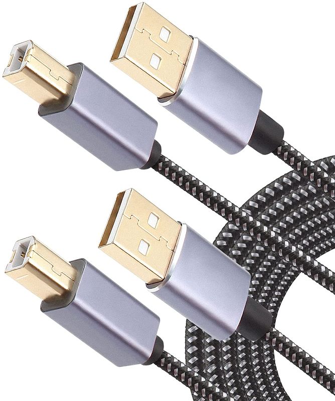 Photo 1 of USB Printer Cable, KRX 2-Pack USB 2.0 Type A to Type B Printer Cord for HP, Canon, Brother, Lexmark, Epson, Dell, Xerox, Samsung, Dac, Amp and More
