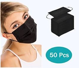 Photo 1 of Black Disposable Face Mask 50/100 Pcs, 3-Layer Breathable Anti-dust Protective Masks, Disposable Face Mask for Adult
