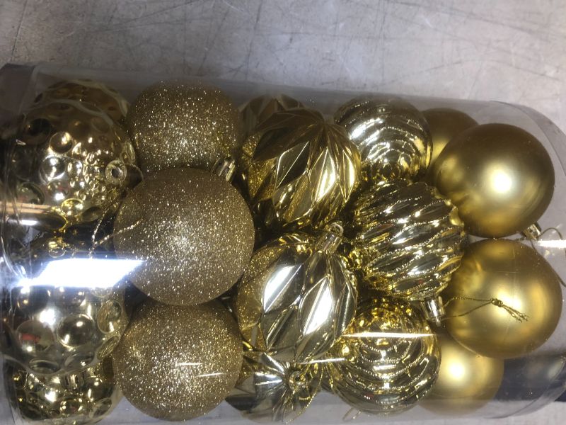 Photo 2 of 34Ct Christmas Ball Ornaments for Xmas Tree Shatterproof Christmas Decorations Hanging Ball Small for Holiday Party Decoration Tree Ornaments (Gold, 2.36in)
