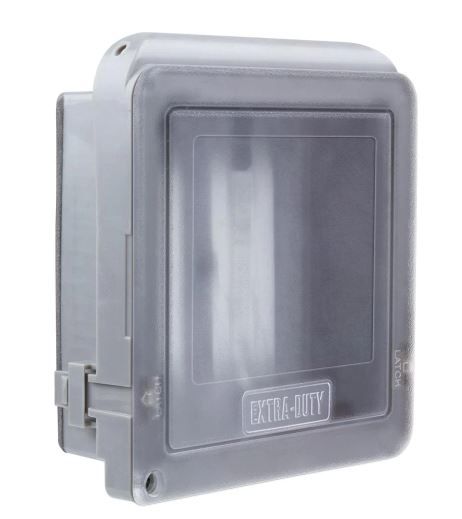 Photo 1 of 2-Gang Extra Duty Non-Metallic Low Profile While-In-Use Weatherproof Horizontal/Vertical Receptacle Cover, Gray
