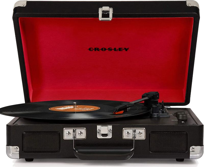 Photo 1 of Crosley CR8005D-BK Cruiser Deluxe Vintage 3-Speed Bluetooth Suitcase Turntable, Midnight
