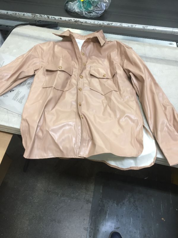 Photo 1 of small mauve pleather button up