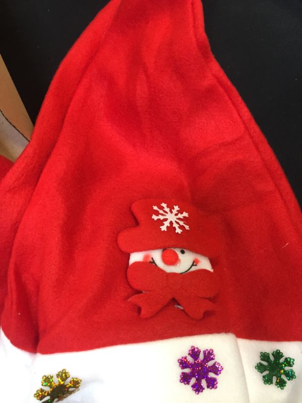 Photo 2 of 8 Christmas santa Claus hat color white and red 