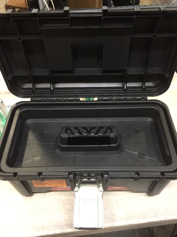 Photo 2 of 16 in. Plastic Portable Tool Box with Metal Latch (1.6 mm) in Black

