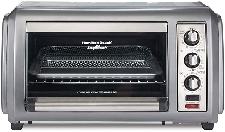 Photo 1 of Hamilton Beach 31436 Sure-Crisp Air Fryer Countertop Toaster Oven, 6 Slice, Fits 12” Pizza, 1500W, Easy-Reach Access Door, Powerful Circulation, GREY