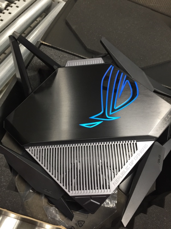 Photo 5 of ASUS ROG Rapture WiFi 6E Gaming Router (GT-AXE11000) - Tri-Band 10 Gigabit Wireless Router, World's First 6Ghz Band for Wider Channels & Higher Capacity, 1.8GHz Quad-Core CPU, 2.5G Port, AURA RGB
