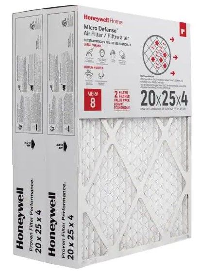 Photo 1 of 20 x 25 x 4 Pleated Air Filter FPR 8 (2-Pack)
honeywell