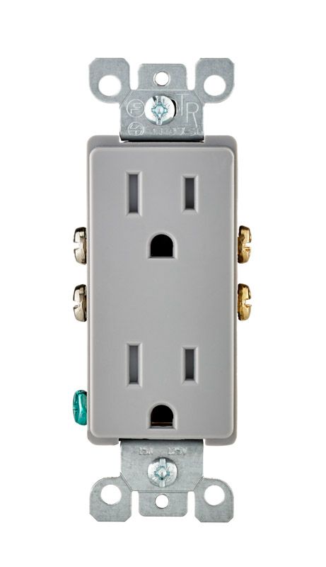 Photo 1 of 6 Leviton 3001289 5-15R Decora 15A 125V Duplex Gray Outlet
