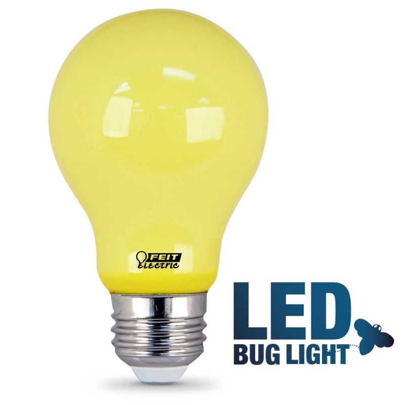 Photo 1 of 4 lights Feit Electric LED 5W(60W Equivalent) Yellow Bug Light A19 E26 Non-Dimmable