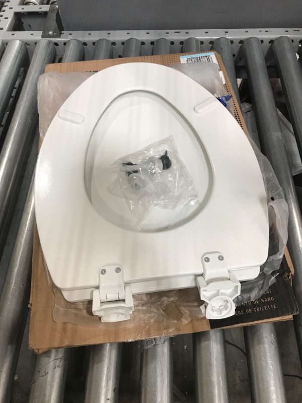 Photo 1 of Bemis 1500EC Elongated White Wood Toilet Seat