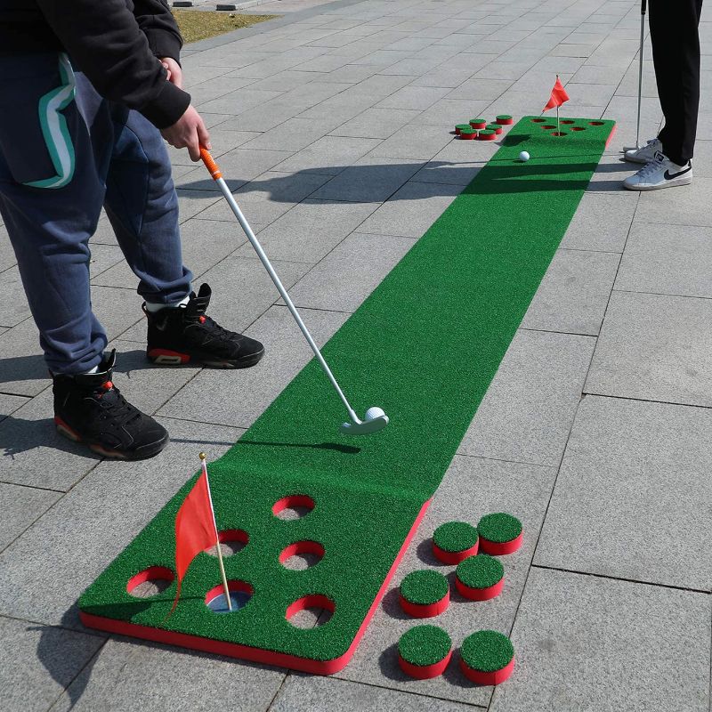 Photo 1 of 2-FNS Golf Putting Game Set, 11.5 Feet Golf Putting Green Mat with 4 Golf Balls and 1 Portable Bag for Indoor Outdoor Home Office Backyard Fun