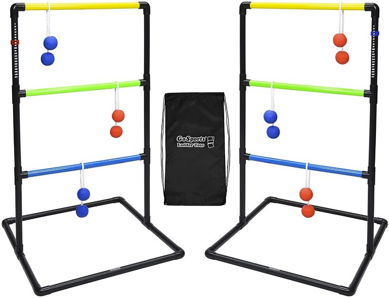 Photo 1 of GoSports Pro Grade Ladder Toss Indoor/Outdoor Game Set with 6 Soft Rubber Bolo Balls, Travel Carrying Case
