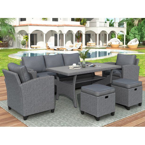 Photo 1 of ***INCOMPLETE SET*** CHAIR PICES - box 1 of 3  - Leisure 6-Piece Wicker Patio Conversation Set with Dark Gray Cushions
