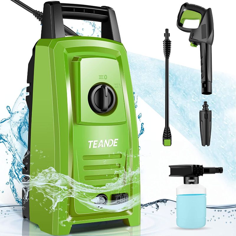 Photo 1 of [2022 Upgraded Version] 1300PSI Pressure Washer Portable Pressure Washer 1.8GPM Electric Pressure Washer 1500W Portable Pressure Washer Car Washing Machine with Spray Gun, Pressure Hose,Soap Bottle
