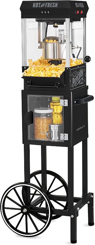 Photo 1 of 
Nostalgia Popcorn Maker Cart, 2.5 Oz Kettle Makes 10 Cups, Vintage Movie Theater Popcorn Machine with Interior Light, Measuring Spoons and Scoop, Black

