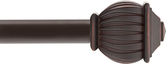 Photo 1 of 4-Kenney Beckett 5/8" Standard Decorative Window Curtain Rod, 28-48", Weathered Brown
