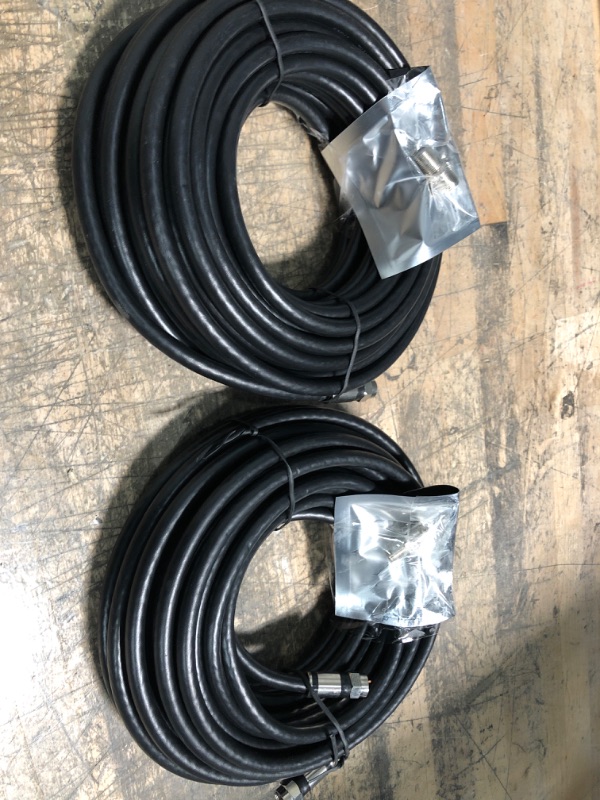 Photo 2 of (X2) 35' Feet, Black RG6 Coaxial Cable (Coax Cable) with Weather Proof Connectors, F81 / RF, Digital Coax - AV, Cable TV, Antenna, and Satellite, CL2 Rated, 35 Foot
