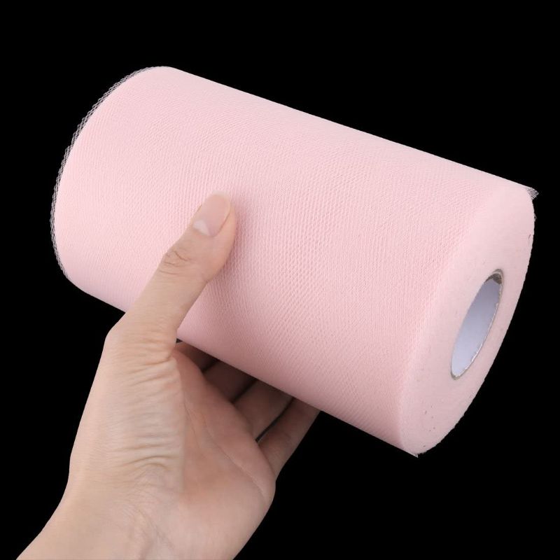 Photo 1 of uxcell Polyester Home Dress Tutu Gift Decor DIY Craft Tulle Spool Roll 6 Inch x 100 Yards Pink
