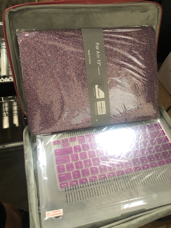 Photo 2 of KECC Compatible with MacBook Air 13 inch Case (2010-2017 Release) A1369/A1466 Plastic Hard Shell + Keyboard Cover + Sleeve Bag + Screen Protector (Purple Sparkling)
