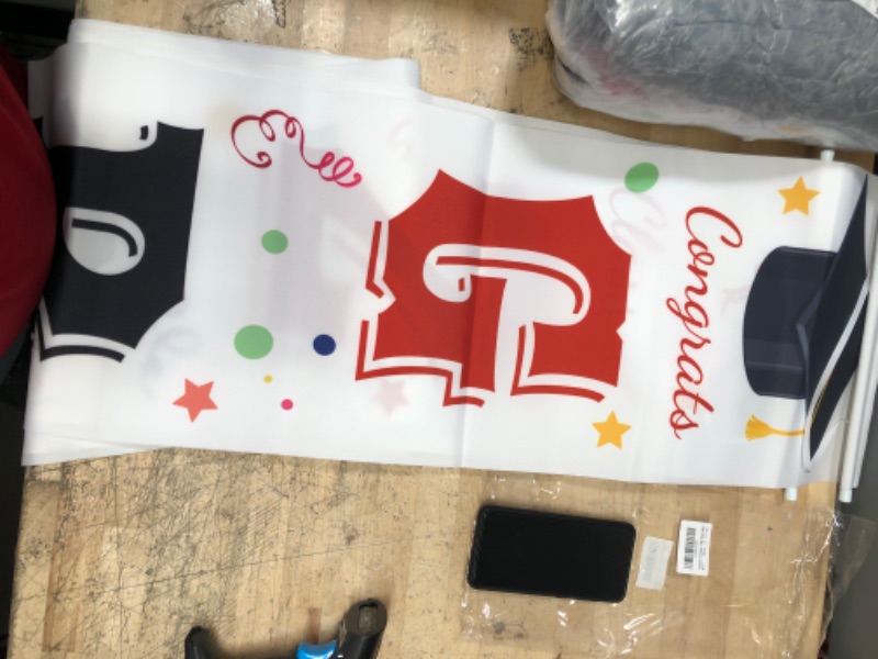 Photo 2 of Graduation Door Banner Decoration 2022 - Graduation Party Supplies Banner Sign Yard Porch Lawn,Class of 2022 Hanging Banner,Congrats Grad Graduation Banner Flag for Grade School College Master Outdoor