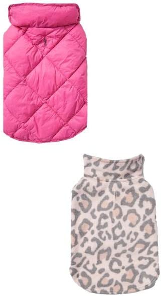 Photo 1 of 32 Degrees 2 Pack Winter Dog Coat | Quilted and Fleece Vest for Cold Weather | Puppy to Extra Large Breed Sizes, Pink Animal/Pink, Large