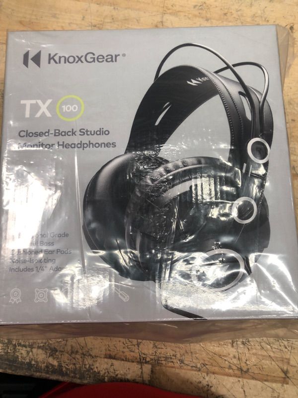 Photo 2 of Knox Gear TX-100 Closed-Back Studio Monitor Headphones, Noise Cancelling Headphones for Gaming PC, Over Ear Wired Headphones for Recording & Music Production, Black Headphones, Studio Headphones