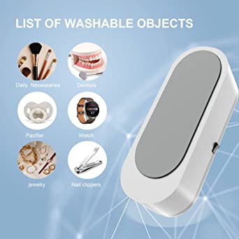 Photo 1 of Galining Professional Ultrasonic Silver Jewelry Cleaner Ultrasonic Cleaner Machine Portable and Low Noise for Rings, Glasses, Dentures, Watches,Eyeglasses, White (QX-021)