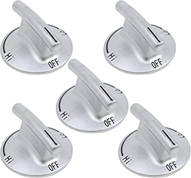 Photo 1 of WP7733P410-60 74007733 Range Replacement Knobs (5-Pack) by PartsBroz - Compatible KitchenAid JennAir Cooktop Parts - Replaces AP6011505 1924950 PS11744702 - Exact Fit for a D-Shaped Shaft