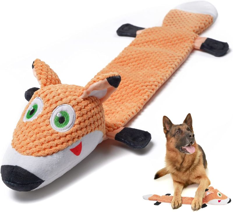 Photo 1 of MIDOG Crinkle No Stuffing Dog Toys Stuffers Plush German Shepherd Toys Indestructible Dog Toys for Large Dogs Aggressive Chewers Durable Fox Squeaky Tug Toy for Small Medium Dog
