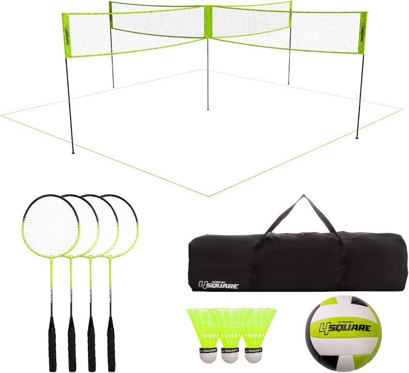 Photo 1 of ***DAMAGED***
Triumph Sports 4 Square Volleyball/Badminton Combo and Pickleball Combo Accessories Included - Multiple Styles Available
