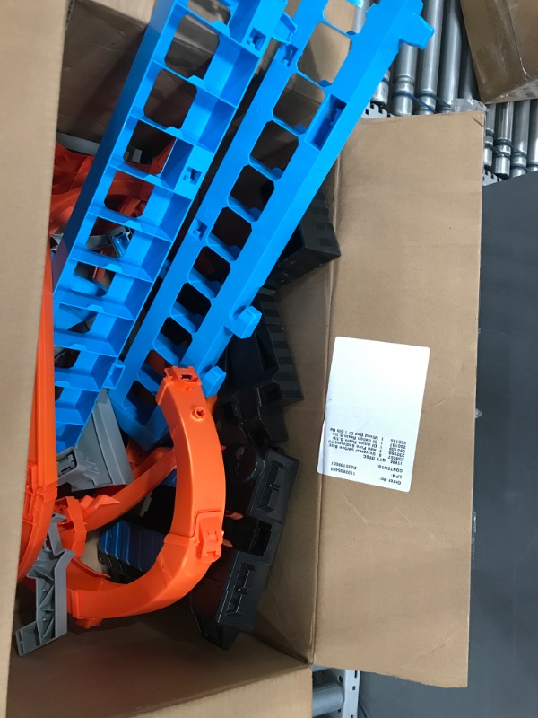 Photo 2 of ***SOME DAMAGED PIECES*** Hot Wheels Sky Crash Tower Track Set, 2.5+ ft High with Motorized Booster, Orange Track & 1 Hot Wheels Vehicle, Race Multiple Cars [Amazon Exclusive]