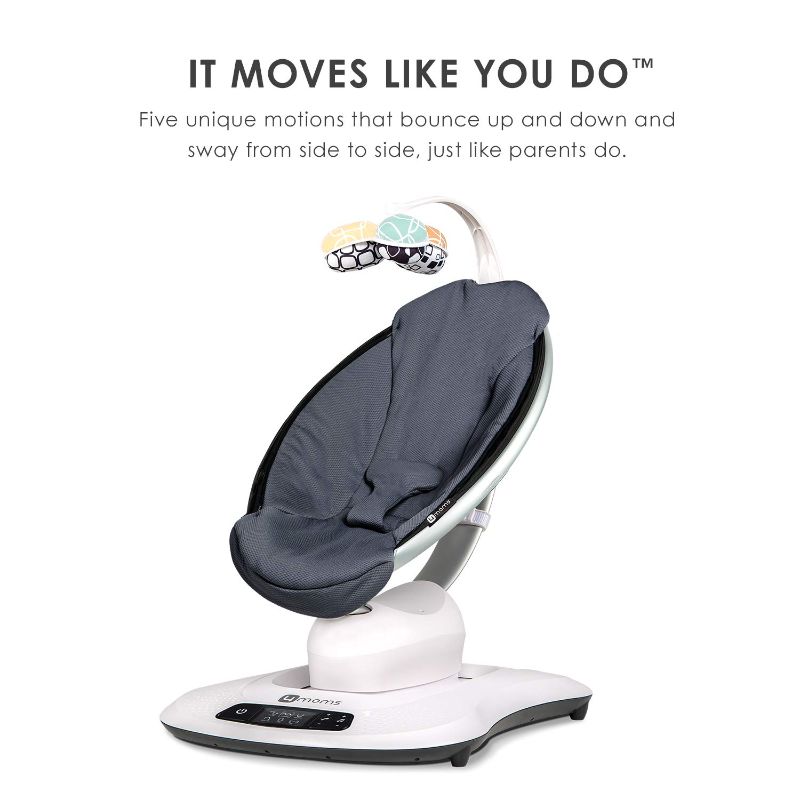 Photo 1 of 4moms® mamaRoo 4 Multi-Motion™ Baby Swing, Bluetooth Baby Rocker with 5 Unique Motions, Cool Mesh Fabric, Dark Grey