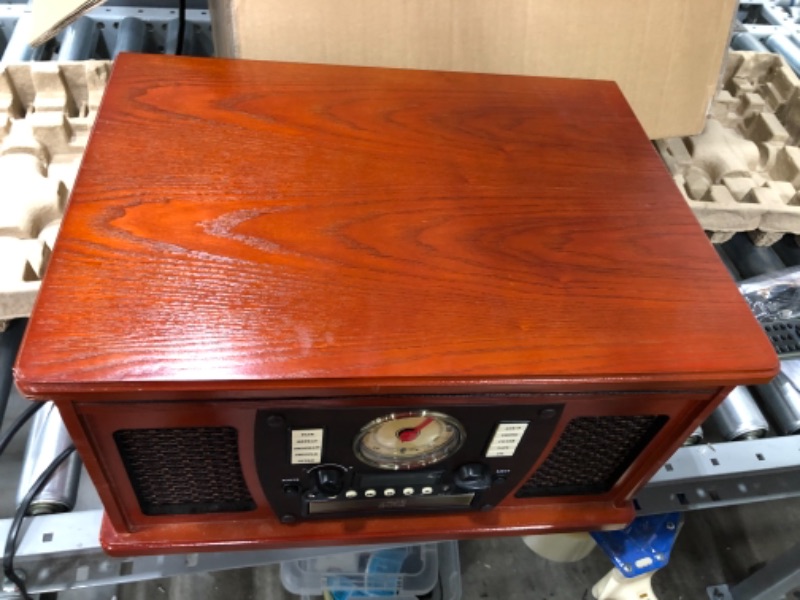 Photo 1 of DAMAGED ITEM
Victrola 8-in-1 Bluetooth Record Player & Multimedia Center, Built-in Stereo Speakers - Turntable, Wireless Music Streaming, Real Wood | Mahogany
