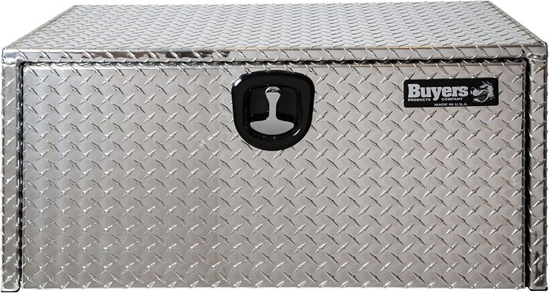 Photo 1 of Buyers Products 1705150 Diamond Tread Aluminum Underbody Truck Box with T-Handle Latch, 14 x 12 x 24 Inch
