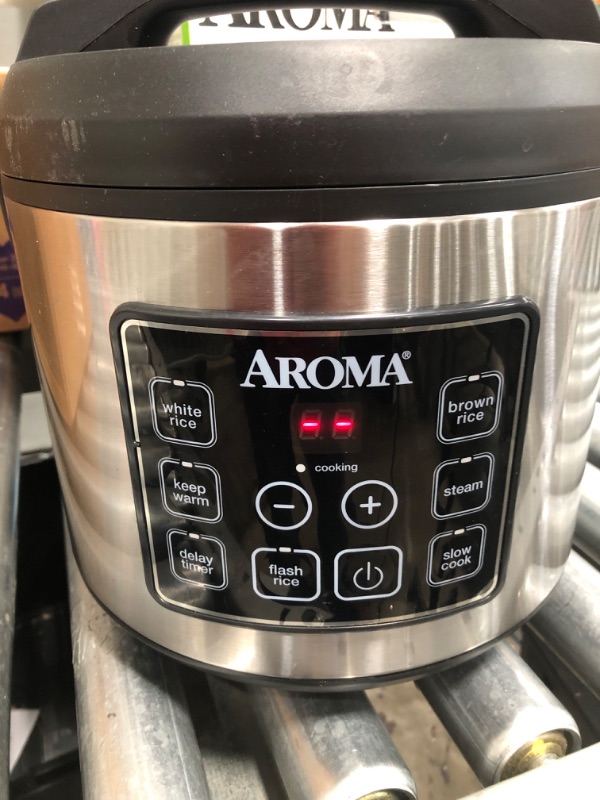 Photo 2 of Aroma Housewares 20 Cup Cooked (10 cup uncooked) Digital Rice Cooker, Slow Cooker, Food Steamer, SS Exterior (ARC-150SB),Black
