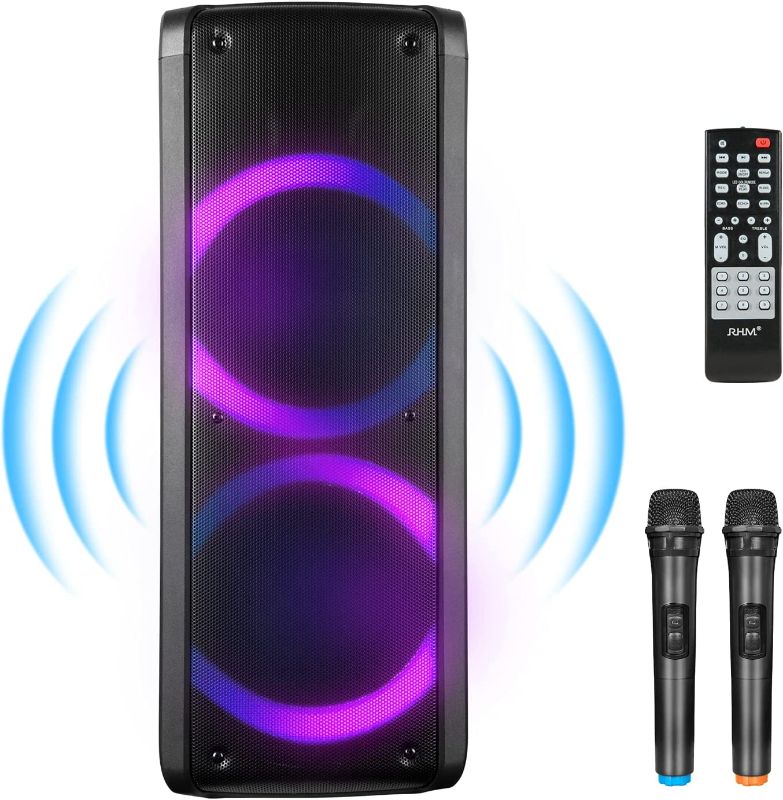 Photo 1 of RHM Karaoke Machine for Adults Kids, Portable Bluetooth PA Speaker System with Rechargeable Battery, TWS Pairing Wireless Speaker with Disco Light, Microphone, Remote Control for Home, Outdoor
