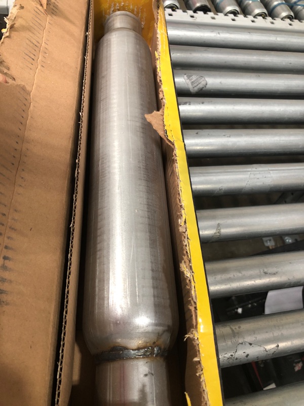 Photo 1 of MagnaFlow Glasspack 3.5in Round Center/Center Performance Muffler Exhaust 18125-2.25in Inlet/Outlet Diameter, 18in Body Length, 22in Overall Length, Aluminized Finish - Classic Deep Exhaust Sound
