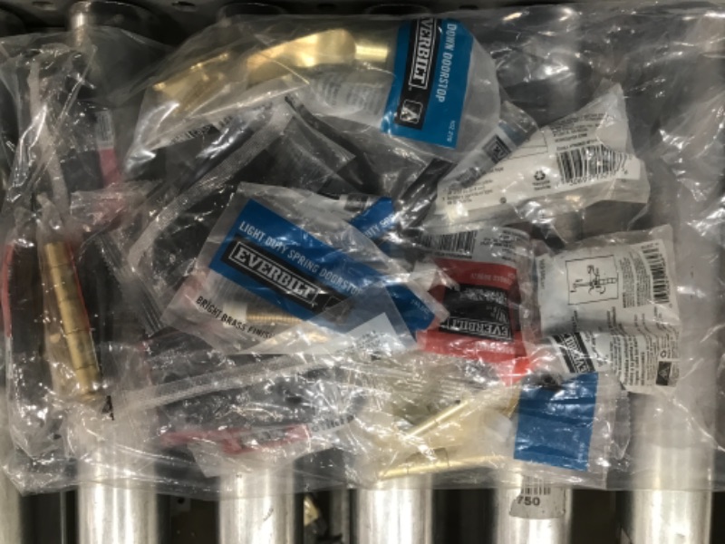 Photo 1 of (NO REFUNDS )- BUNDLE OF 20 ASSORTED DOOR HINGES, HARDWARE , DOOR STOPPERS ,SPRING DOOR STOPS & HINGE PINS **DIFFERENT SIZES & COLORS**