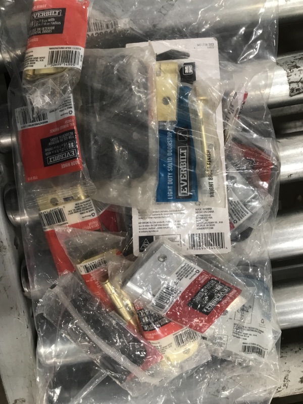 Photo 1 of (NO REFUNDS )- BUNDLE OF 20 ASSORTED DOOR HINGES, HARDWARE , DOOR STOPPERS ,SPRING DOOR STOPS & HINGE PINS **DIFFERENT SIZES & COLORS**