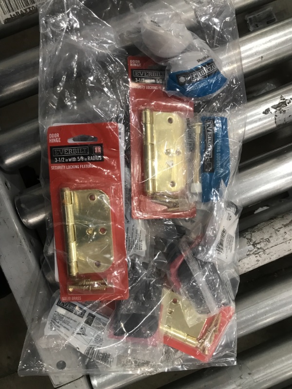Photo 1 of (NO REFUNDS )- BUNDLE OF 20 ASSORTED DOOR HINGES, HARDWARE , DOOR STOPPERS ,SPRING DOOR STOPS & HINGE PINS **DIFFERENT SIZES & COLORS**