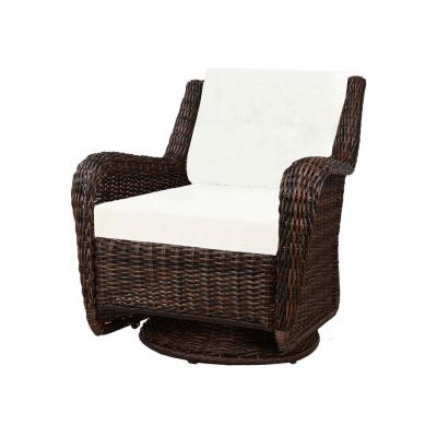 Photo 1 of 1pack-Hampton Bay Cambridge Brown Stainless Steel Wicker Outdoor Patio Swivel Rocking Chair with Bare Cushions
