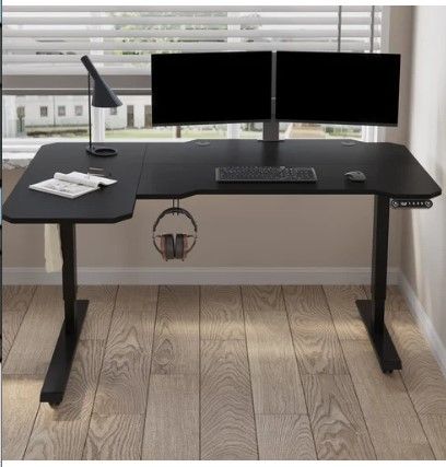 Photo 1 of Daycia Height Adjustable L-Shape Standing Desk
