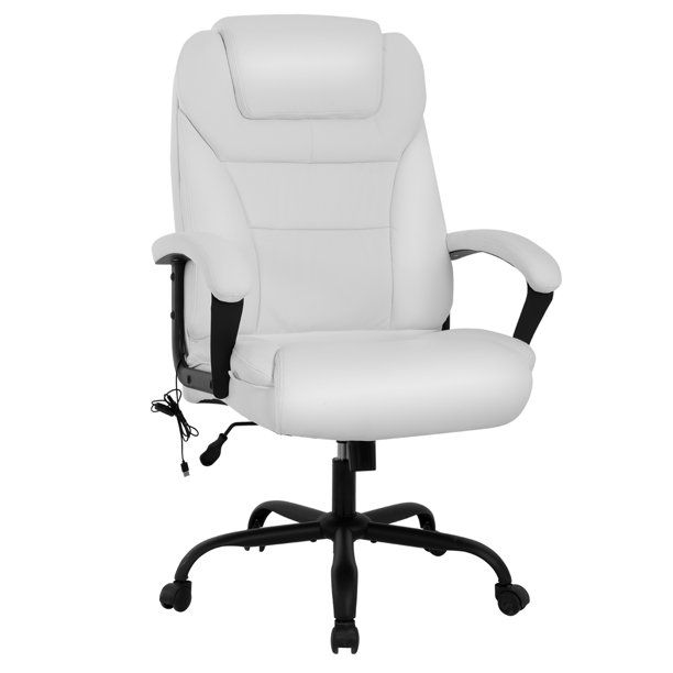 Photo 1 of BestOffice Large height 500 pounds wide seat ergonomic table and chair with lumbar support armrest headrest massage office chair adult rotating PU leather computer chair (white)
