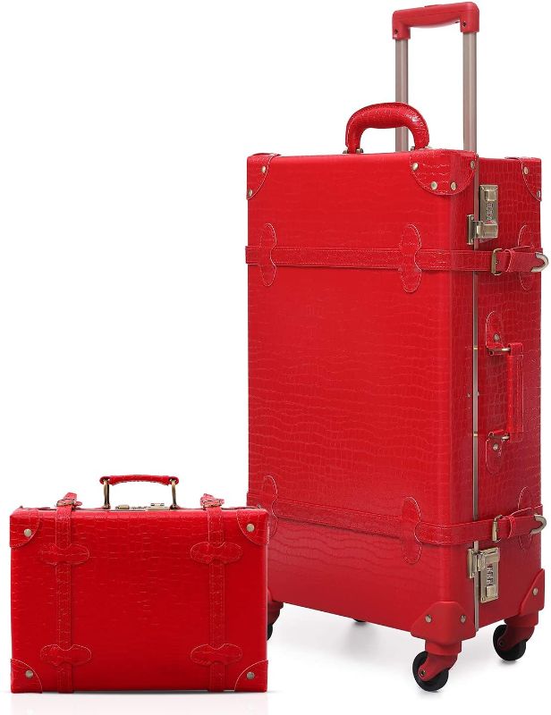 Photo 1 of urecity Vintage Luggage Sets of 2 Piece (20"+12", Red)
