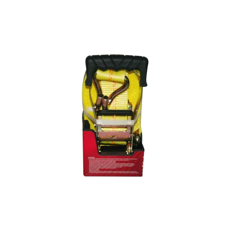 Photo 1 of 2pck-Husky 27 Ft. X 2 in. Heavy-Duty Ratchet Tie-Down Strap with J Hook, Yellow and Black
