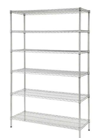 Photo 1 of HDX Chrome 6-Tier Heavy Duty Metal Wire Shelving Unit (48 in. W x 72 in. H x 18 in. D)